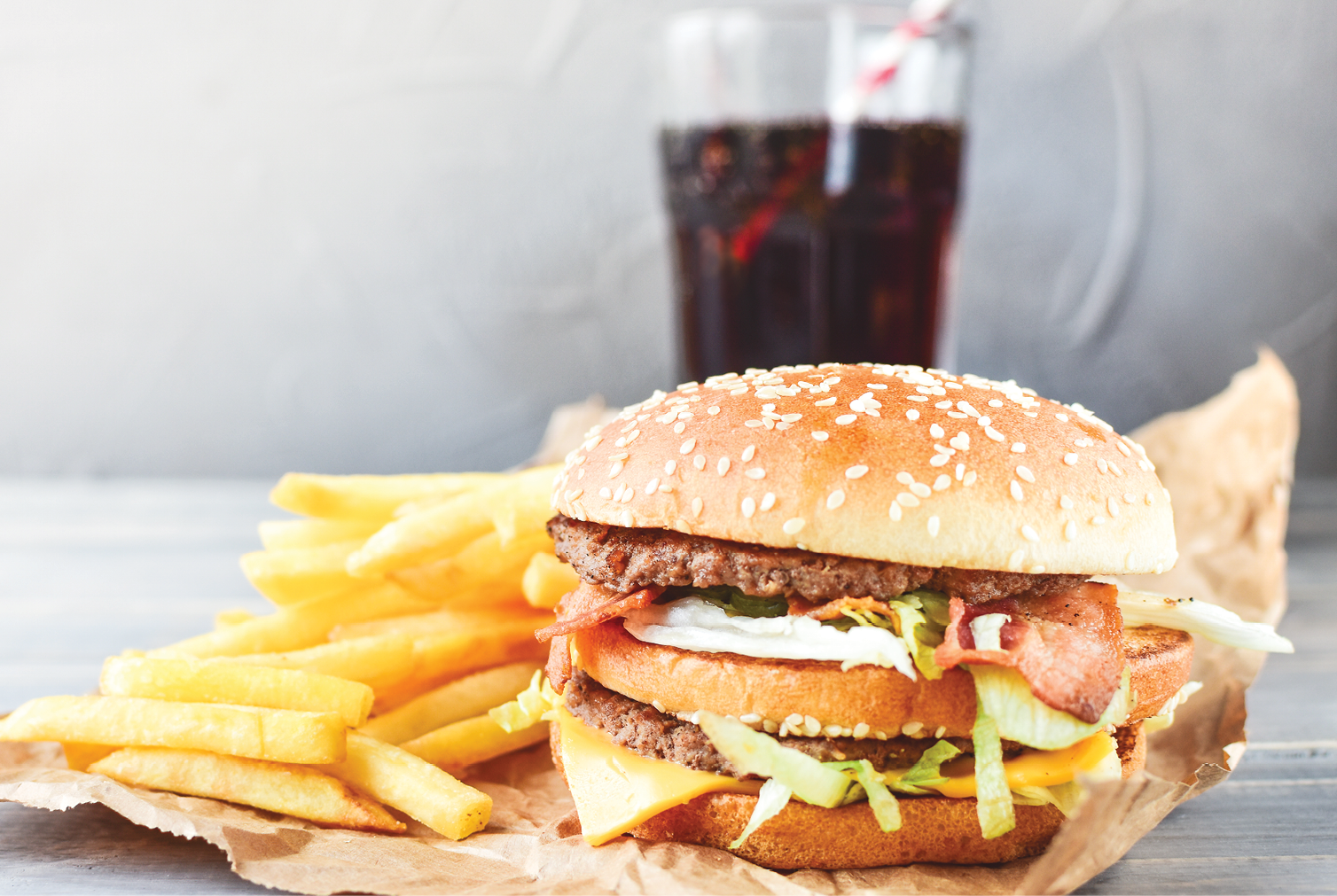 Fastfood Hamburger fries soda