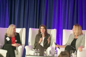 (From left) Jeanne Cain, CalChamber executive vice president of public policy, moderates a review of the 2015 legislative year with Assemblymembers Catharine Baker (R-San Ramon) and Jacqui Irwin (D-Thousand Oaks).