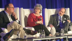 Covering the race for the White House are (from left) Todd Purdum of POLITICO; Cathleen Decker of the Los Angeles Times; and Jon Ralston of The Ralston Report of Nevada.