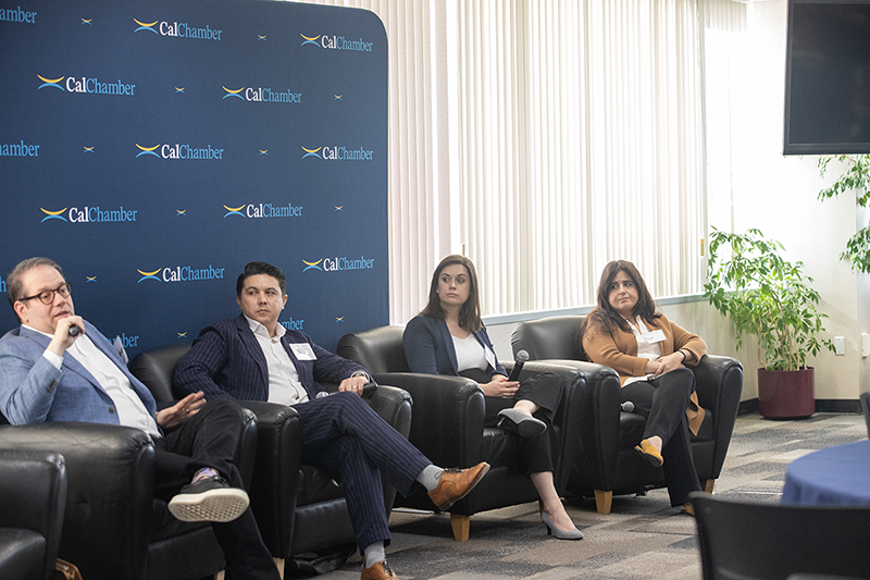 Legislators gathered at a conference, engaged in discussion at the CalChamber policy panel on January 22