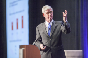 Strategic consultant and pollster Dave Sackett, The Tarrance Group, shares insight on presidential candidates and the math of voter demographics at the CalChamber Capitol Summit on May 17.