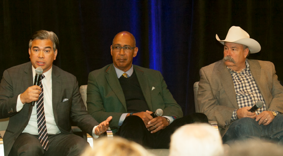 Assemblymembers Rob Bonta (D-Oakland), Chris Holden (D-Pasadena), Frank Bigelow (R-O’Neals) share personal anecdotes and touch on the upcoming priorities of their respective caucuses at the CalChamber Public Affairs Conference on November 30, 2016..