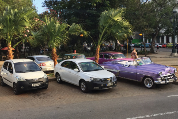 Taxis at the hotel include both vintage cars and modern. A taxi license is one of the few authorized private enterprises in Cuba. Gasoline costs the equivalent of U.S. $5 per gallon. 